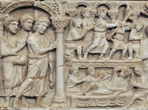 Abbildung: Relief auf einem frühchristlichen Sarkophag